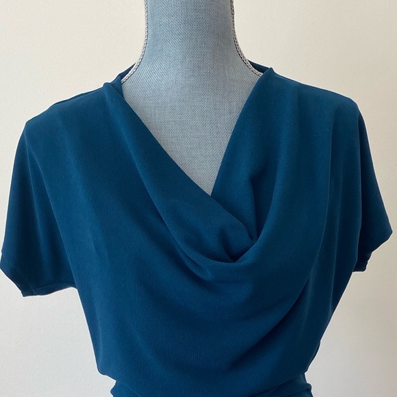 Franco Mirabelli teal cowl neck dress - Picture 4 of 7